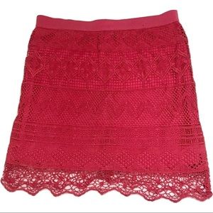 American Eagle Outfitters AEO Size 6 Pink Lace Mini Skirt